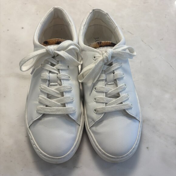 J. Crew White Cheetah Print Fur-Dryed Calf Hair Low Top Sneakers Womens Size 7.5 - Picture 2 of 8
